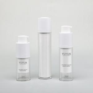 China Airless PET Plastic Bottle 15ml 30ml 50ml Transparent Round Shape wholesale