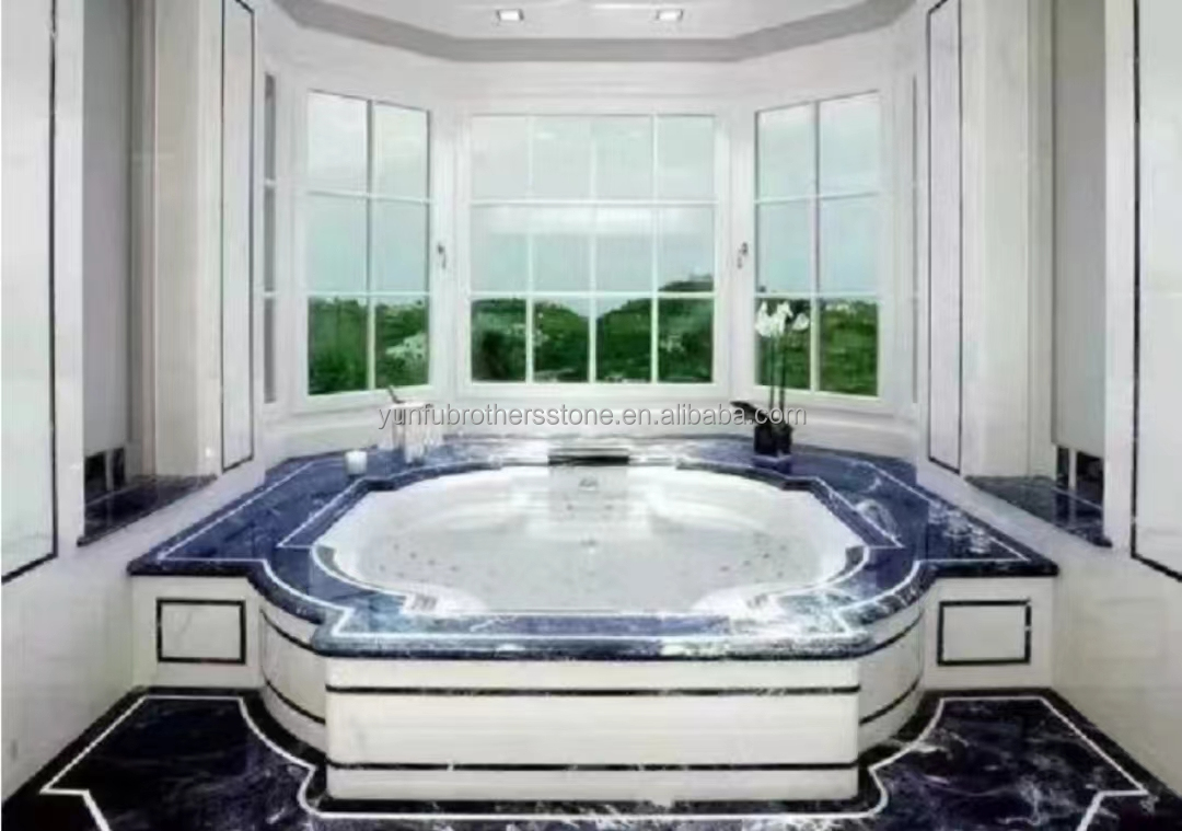 Modern Blue Stone Polished Cloisonne Marble Tile for Dining Room and Living Space