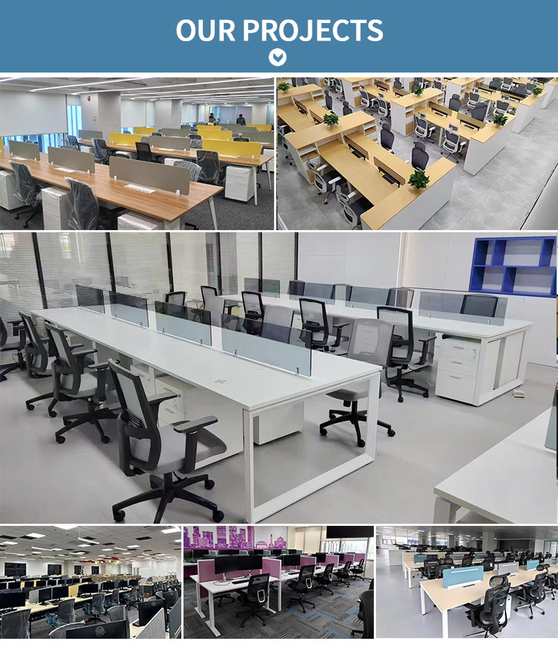 Modern Wooden Office Furniture Staff Computer Table Desk For 8 People