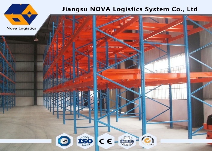 CEO Push Back Pallet Warehouse Racking Maintenance Free With Pallet Carts Carriages