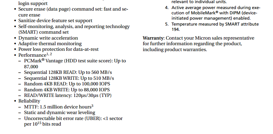 Nand Flash 1tb Solid State Laptop Hard Drive Storage MTFDDAK1T0MBF-1AN1Z