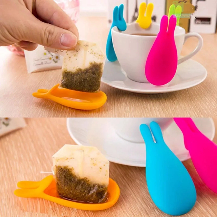Beautiful Rabbit Tea Bag Holder Cute Silicone Cup Hanging Tool Gift Coffee Tea Spoon Holder