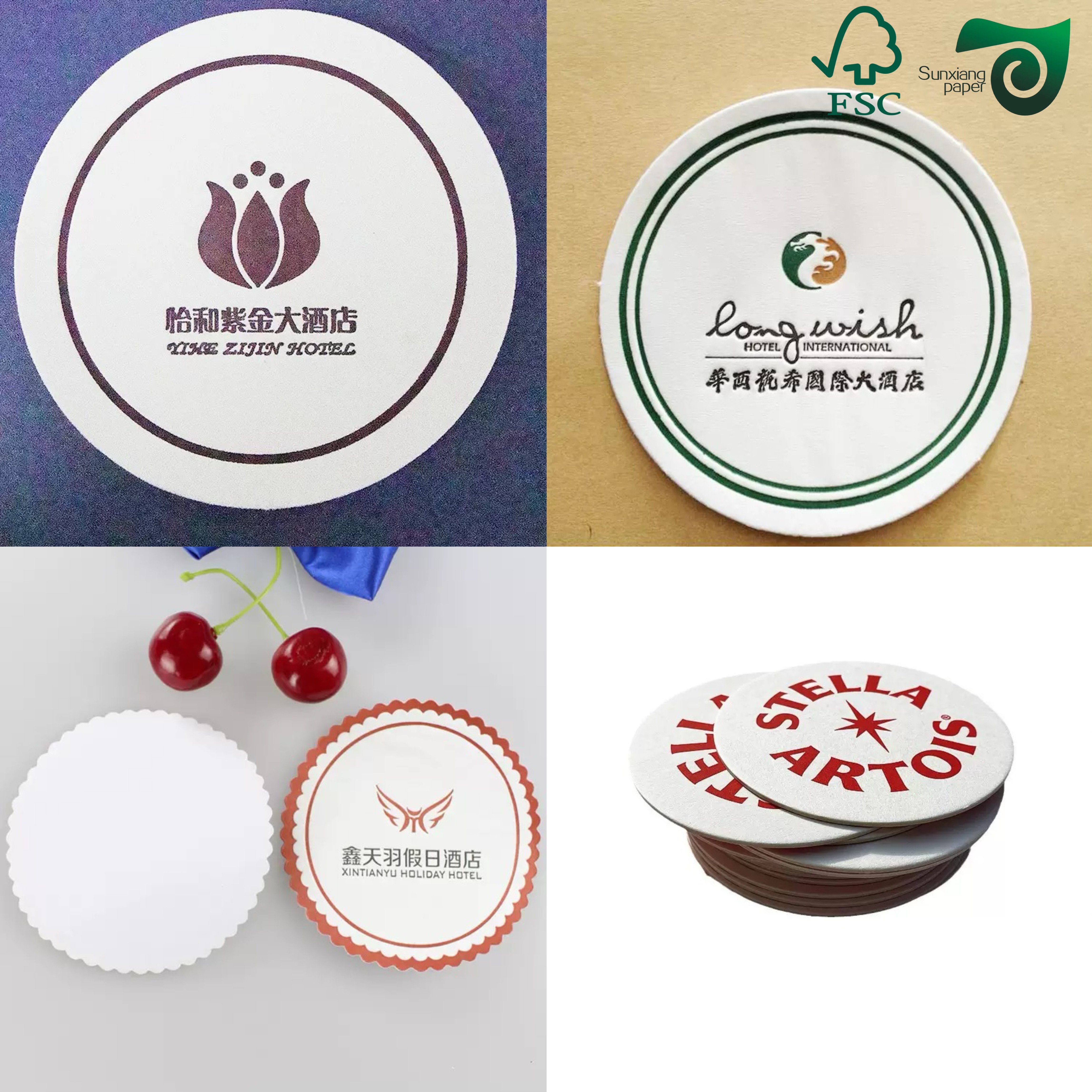 FSC 230g 250g White Water Absorbent Paper For Coaster Board Applications