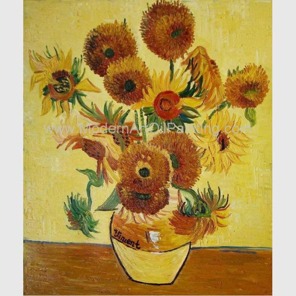 Contemporary Sunflower Floral Oil Painting On Canvas Van Gogh Masterpiece