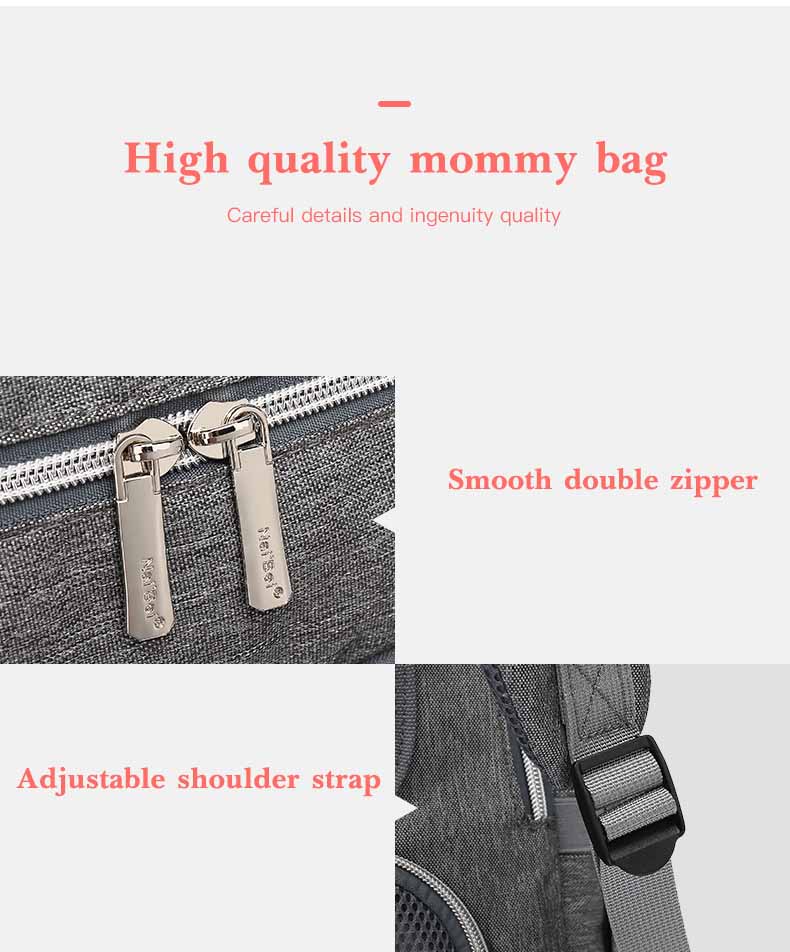 Large Capacity Mom Baby Bag Multi-function Waterproof Outdoor Travel Diaper Bag With USB Charging For Baby Care