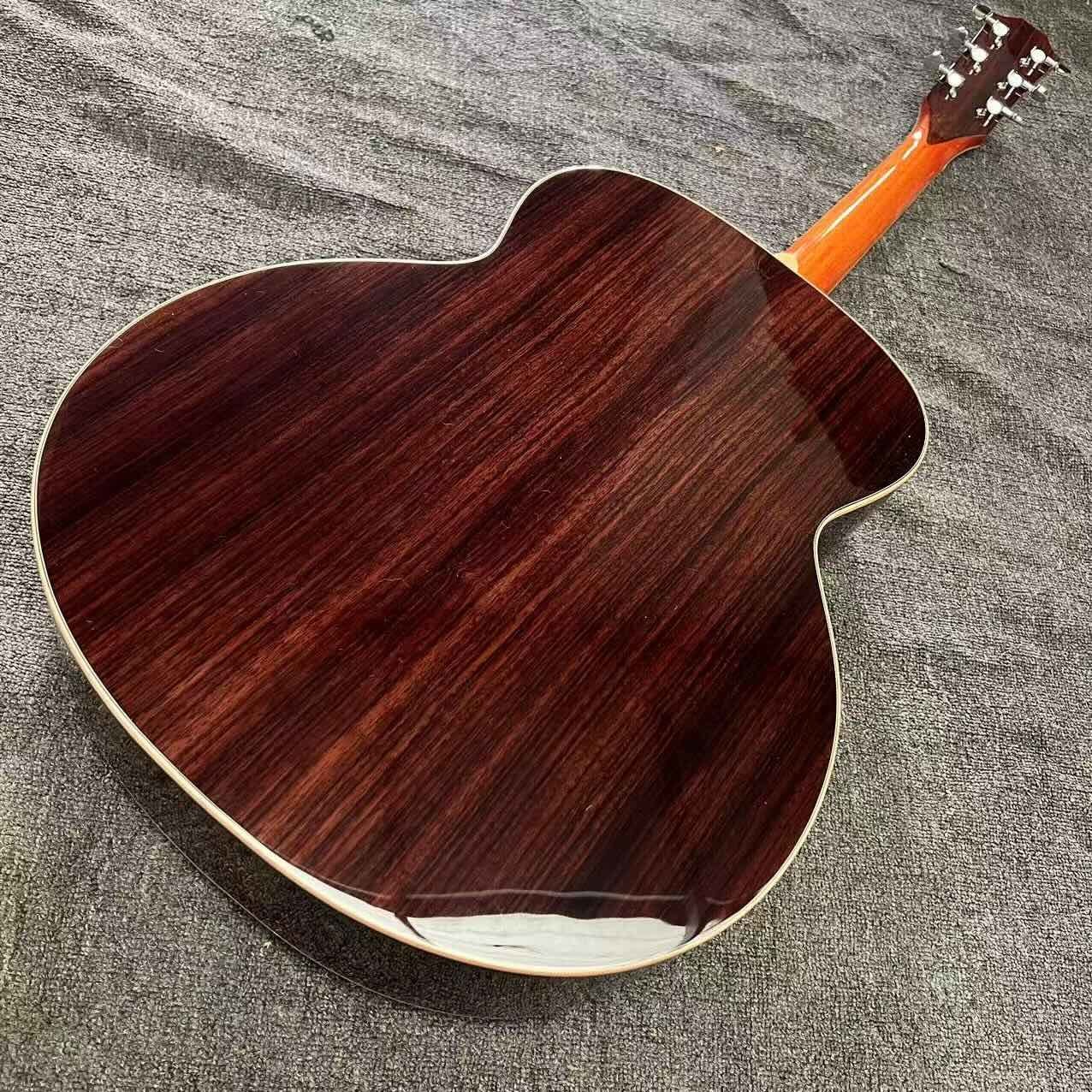 Custom Taylor Style 818 Body Deep Sunburst Solid Rosewood Back Side Acoustic Guitar X Bracing Bone Nut