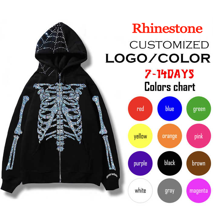 Women's Hoodie with Custom Logo and Graphic Glitter Print in Spring Autumn Y2k Style