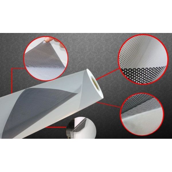 Different transmittance perforated one way vision vinyl sticker for solvent/eco-solvent printing
