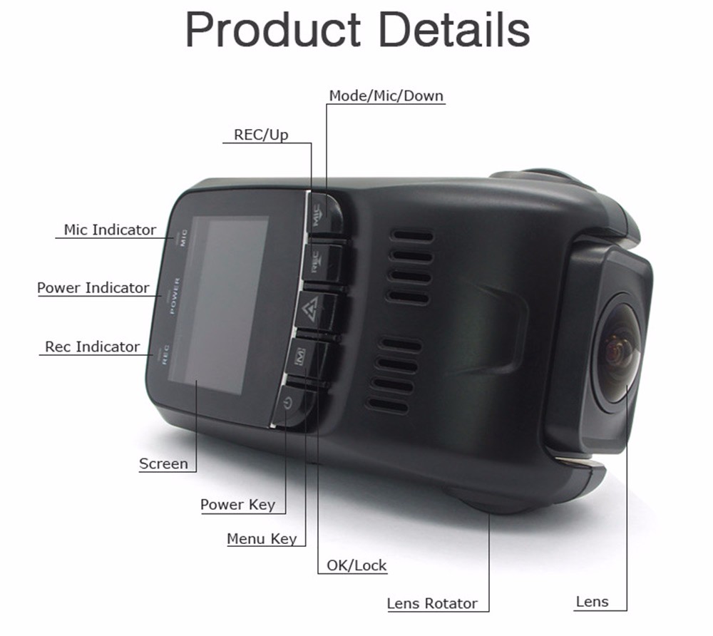 HD 1080P dash camera dual lens Super Capacitor FHD 1080P Novatek 96655 AR0330 6G Lens Video Recorder