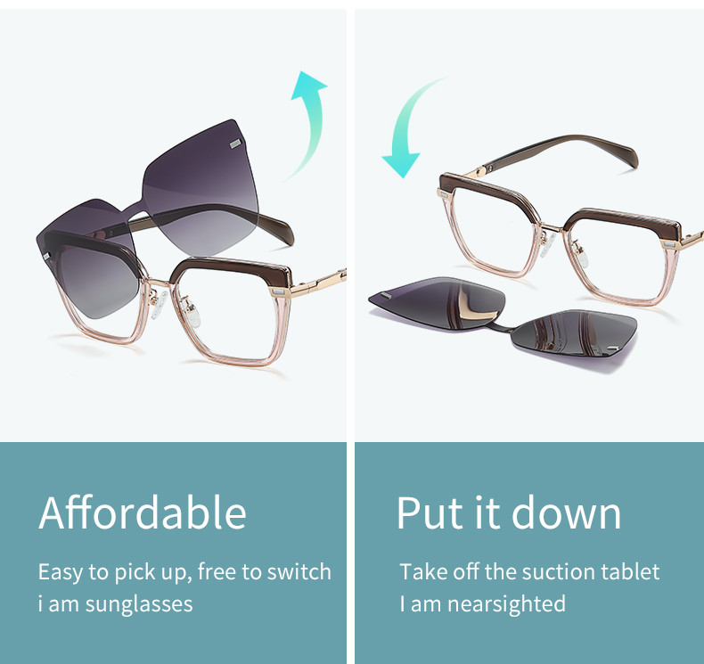 Butterfly Frame Clip On Magnetic Glasses Blue Light Blocking Sunglasses