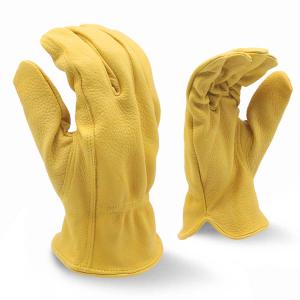 China 10.5 Inch Womens Leather Work Gloves Yellow Fire Proof wholesale