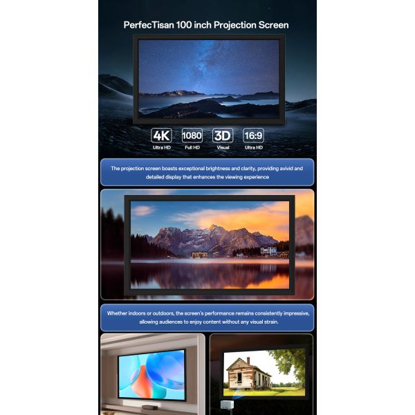 100 Inche Fixed Frame Screen PVC Home Cinema Projector Screens 4K