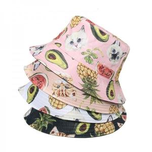 China Fashion Bucket Hat with Printed Pineapple Avocado Cat For Women wholesale