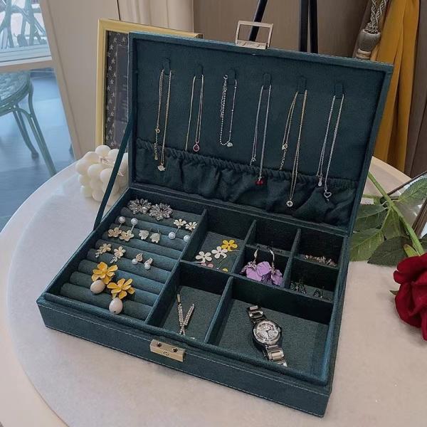 Morandi Blue Suede Luxury Travel Jewelry Case Customized Size Travel Jewelry
