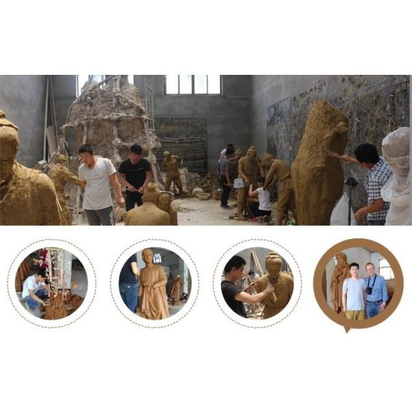 Outdoor Garden Decoration Marble Woman Statue Lamp