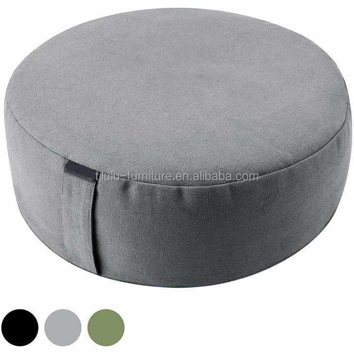 Modern Dark Blue Cotton Canvas Fabric Dining Chair with Bolster Buckwheat Husk and Solid Wood