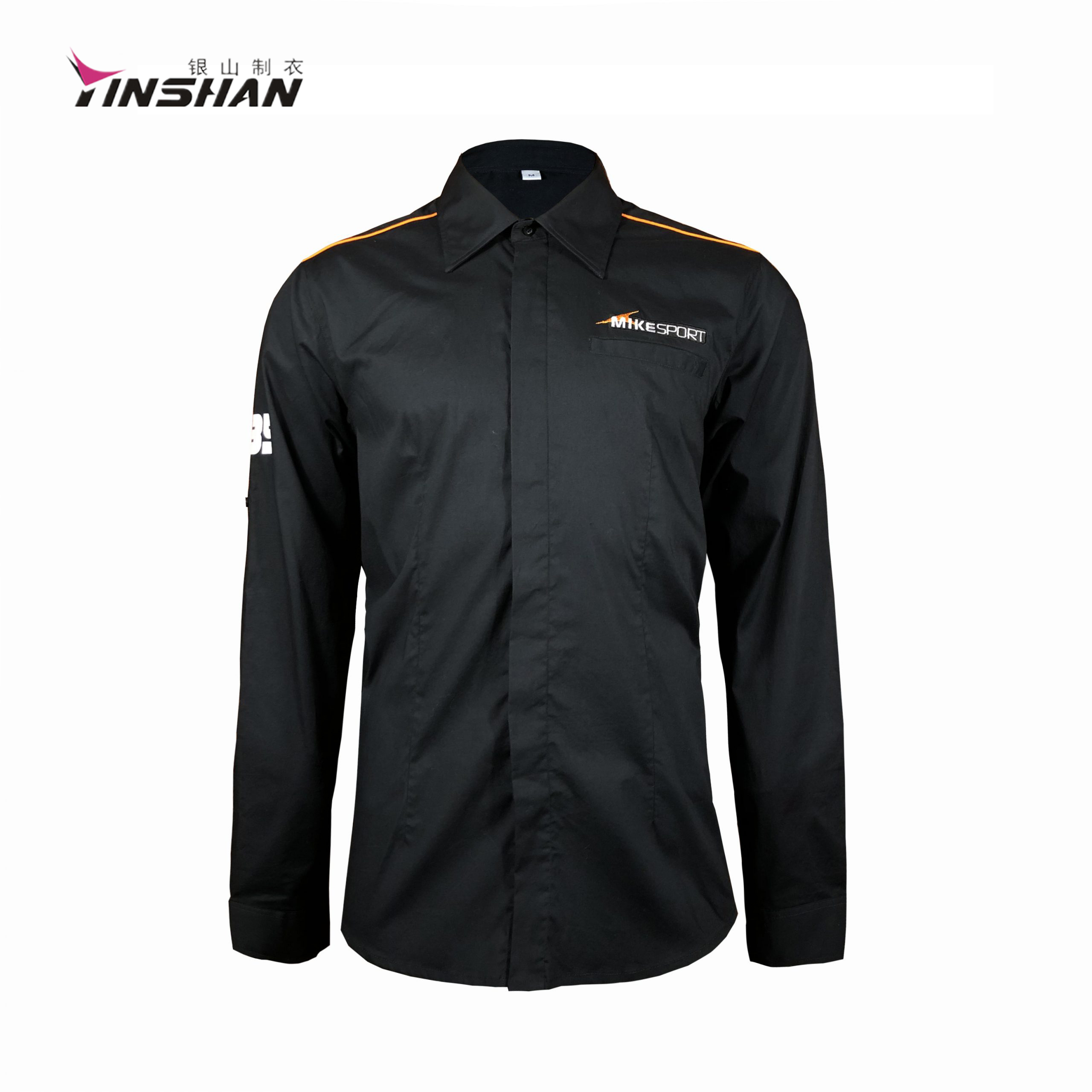 Unisex Black Sportswear Shirts For Racing Sport with Custom Embroidery Professional
