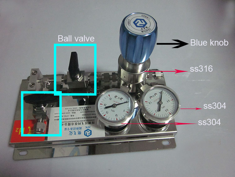 Panel Mounting Gas Regulator Valve Co2 725 Psi Seat PCTFE Viton O - Ring