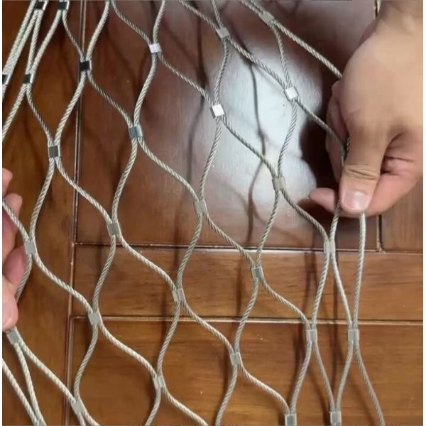Hand Woven Flexible Stainless Steel Rope Mesh with Customizable Boundary Dimensions for Balustrade and Zoo Enclosures