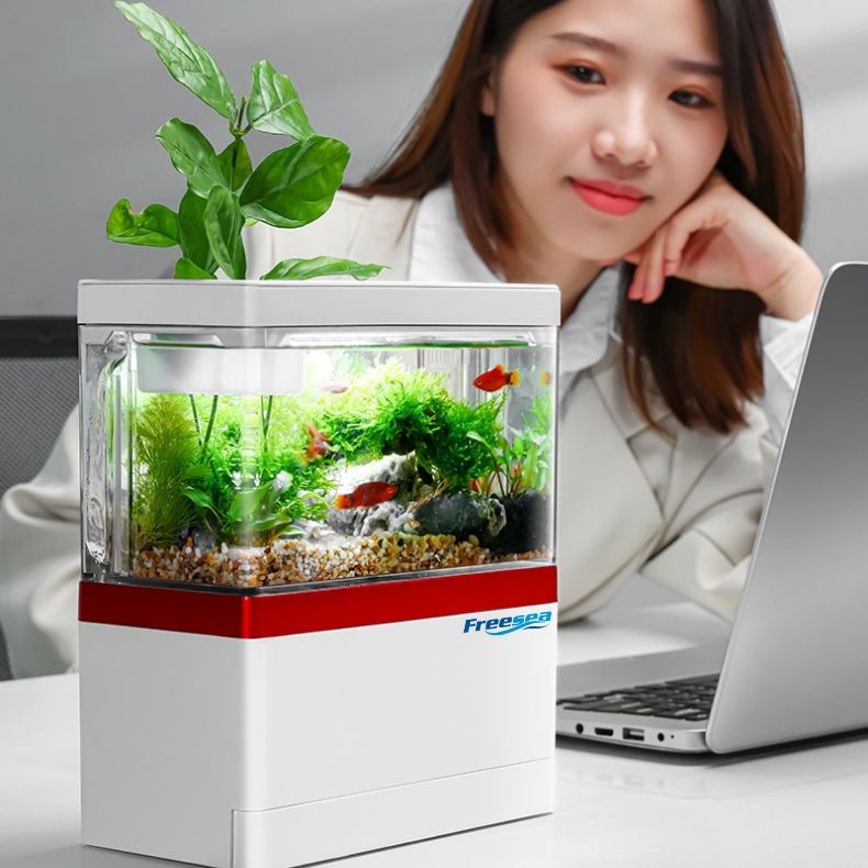 Submersible Betta Aquarium Square Fish Tank With Water Filter Pump