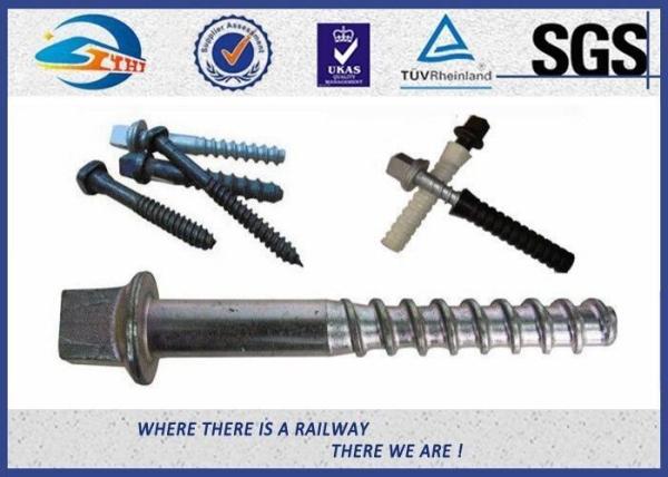 Stainless Steel / Brass Railroad Concrete Screw Spike Railway Fastening System