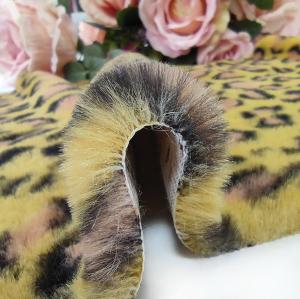 China Leopard Printed Rabbit Fur Material 320gsm 150D 288F wholesale