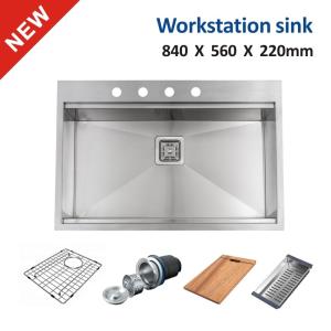 China Brushed 16 Gauge Top Mount Stainless Steel Farmhouse Kitchen Sink 33 X 22 wholesale