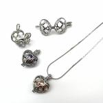 Fashion Wish Pearl Pendant Necklace Natural Oyster Gift Love Heart Cage Holder