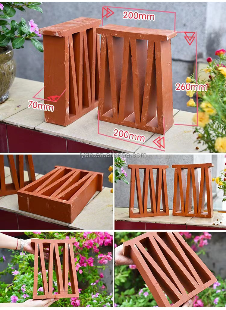Common Size 240*120*60mm Handmade Clay Fire Bricks Ventilation Tiles Heat Insulation up to 800°C for Garden Panel Facade