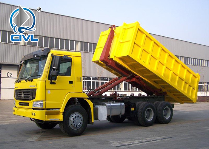 Heavy Duty Howo 6X4 Hook Lift Garbage Truck Detachable Compression Garbage Truck 18 Tons 10 - 12m³ Roll Off Truck