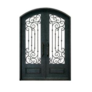 Double Swing Ornamental Iron Parts Exterior Iron Front Doors European Style