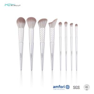 China Cruelty-Free Synthetic Fiber Bristles​ 8pcs Face Makeup Brush Set,Wooden Handle And Aluminium Ferrule wholesale