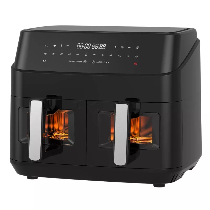 Large 9L Dual Air Fryer With 10 In 1 Touch Presets Two Zone Technology