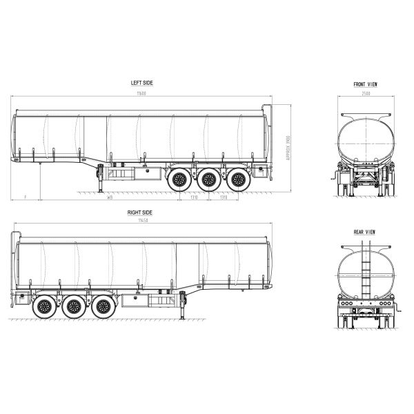 13 Tons Axle 40000 Liter Fuel Tanker Trailer With 4 Pcs Comdepartment