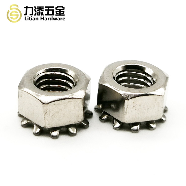 Galvanized Nut With Lock Washer , SUS304 M6 Nylon Lock Nut Kep Nut