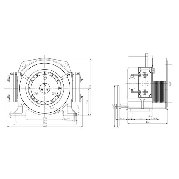0.25-2.0m/S High Performance Gearless Traction Machine For Elevator Solutions