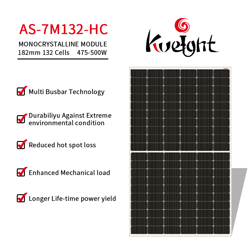 Pv Module Mono Crystalline Solar Panel As-7m132-Hc 500w Solar Power Panel