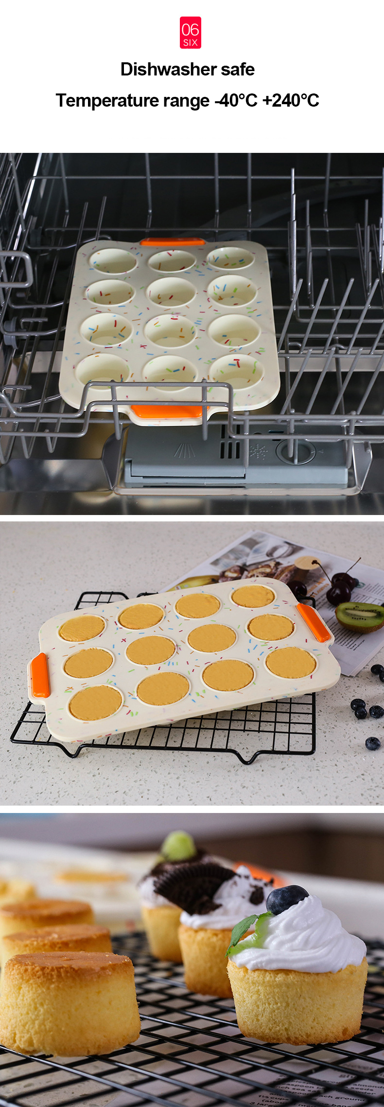 FDA Approved Colorful 12 Cavity Silicone Muffin Pan