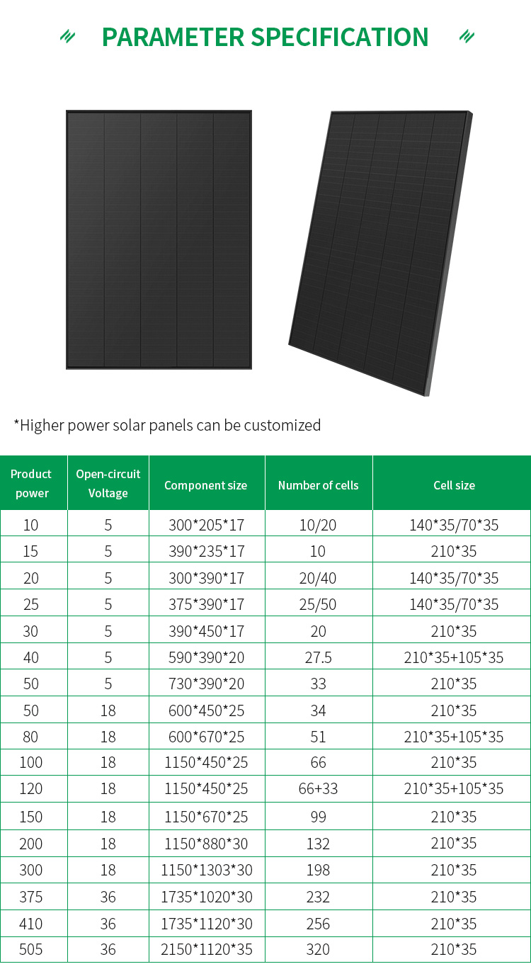 Home Use Industry And Commerce Use Double Glass Solar Panel Tiles Flexible 25w All Black