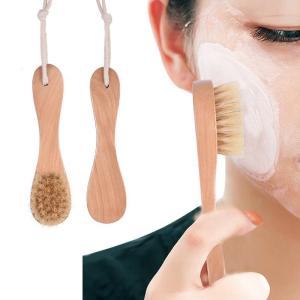 China Kolinsky Hair Natural Boar Bristle SPA Facial Brush Organic Bamboo Massage Bath Brush wholesale