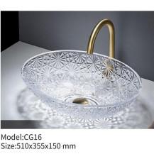 China Crystal Glass Transparent Wash Basin Countertop Art Hotel Bathroom wholesale