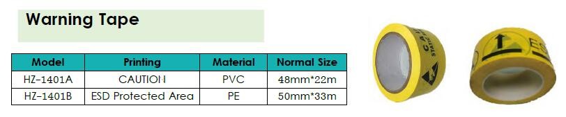 PVC / PE Material ESD Warning Tape / ESD Caution Tape Yellow Color With Black Printing