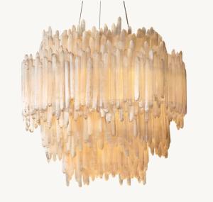 China White Crystal Brass Chandelier Dimmable Selenite Chandelier Luxury For Living Room wholesale