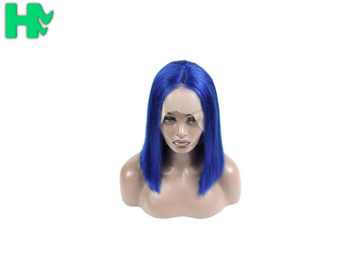 Bob Style Short Brazillian Hair Natural Looking Lace Front Wigs 180% Density