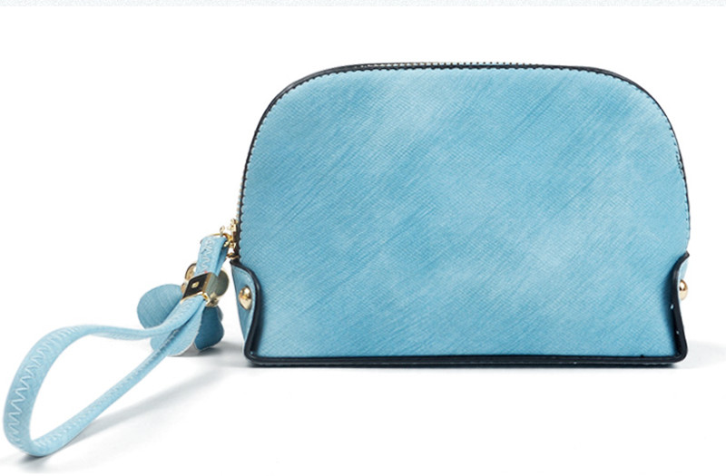Large Capacity Half Moon Shape Plain PU Make Up Bags With Tassel