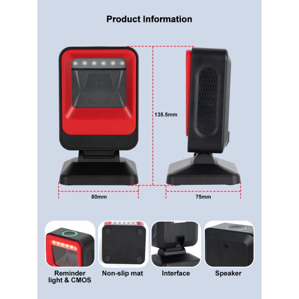 Luckydoor EWMA DP936 2D Barcode Scanner Desktop for Supermarket