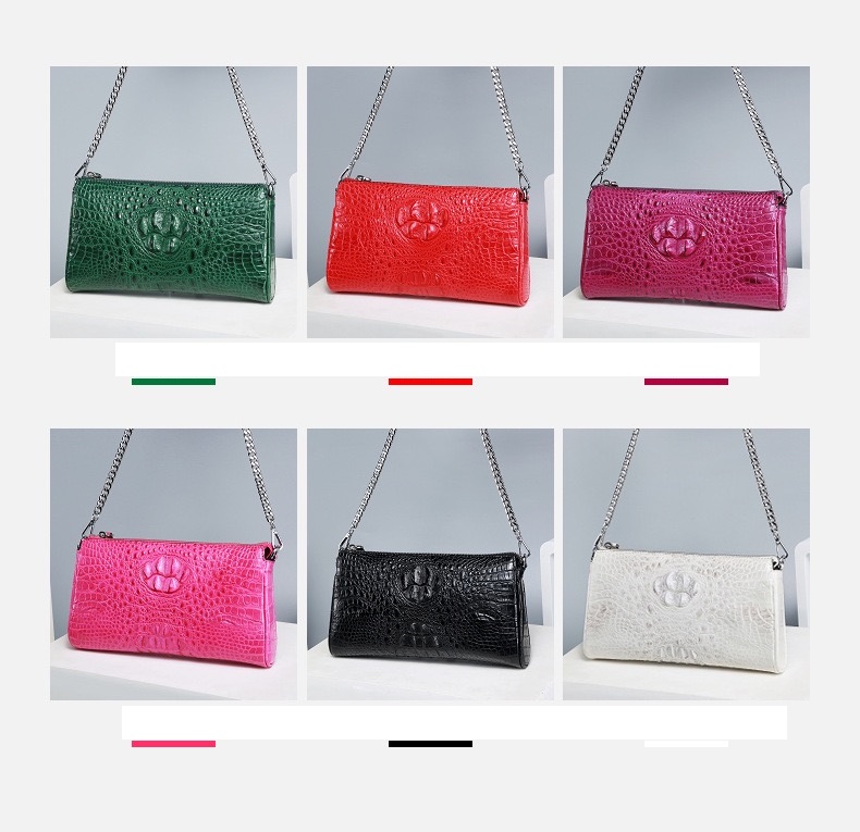 Genuine Alligator Leather Female Flap Bag Lady Small Purse Authentic Crocodile Skin Two Straps Women Single Shoulder Bag