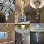 Modern Chandelier For Smoky Gray Crystal Luxury Fixtures Long Interior Stairway