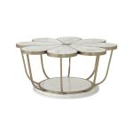 Living Room Stainless Steel Round Certral Coffee Table With Brushed Gold Satin