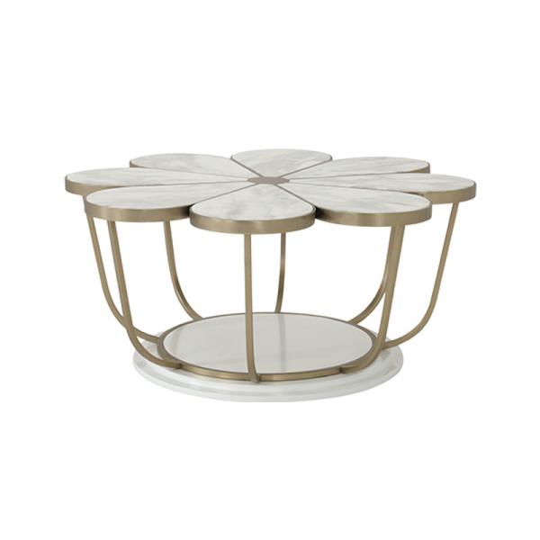 Living Room Stainless Steel Round Certral Coffee Table With Brushed Gold Satin